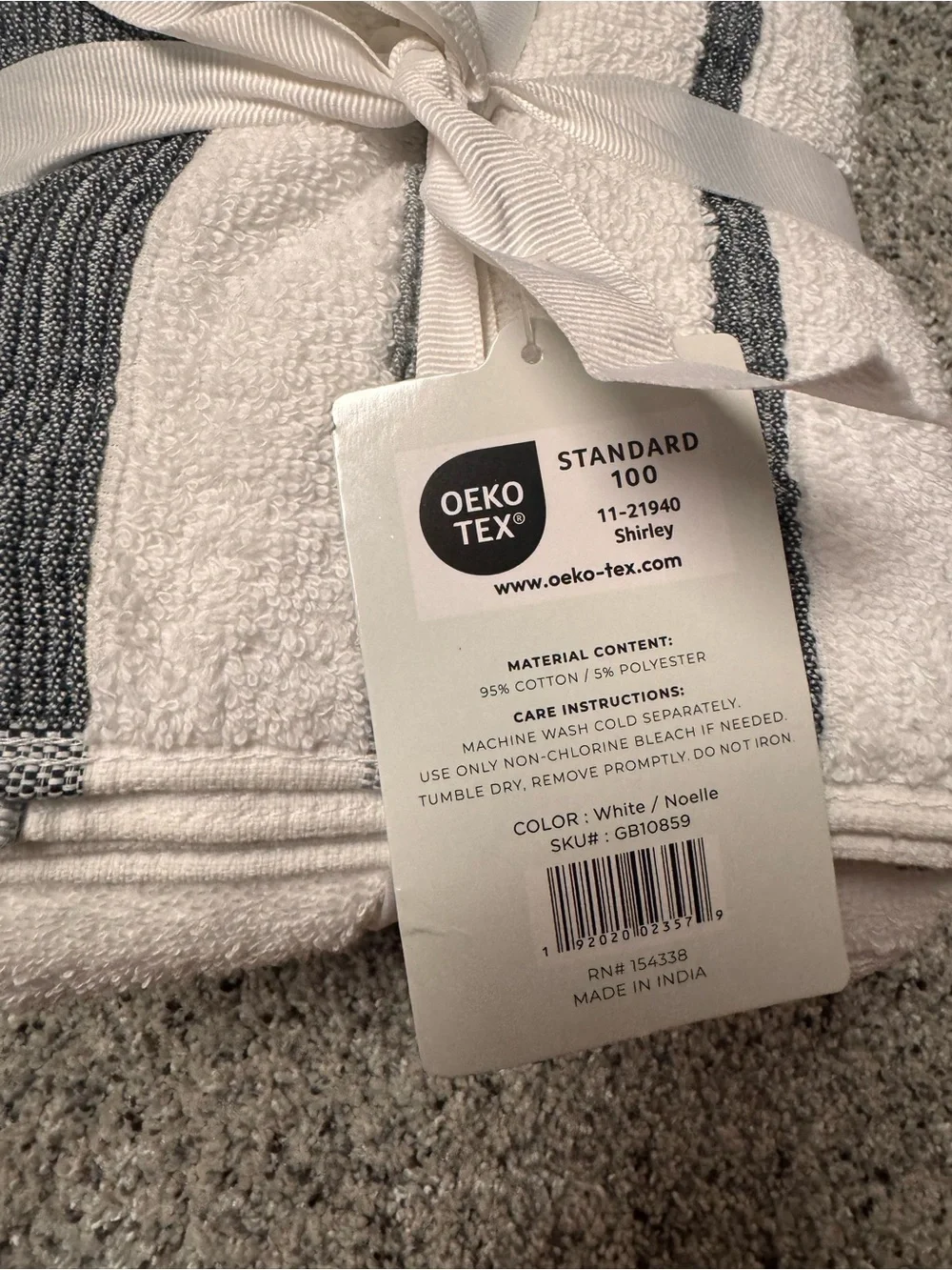 Decorative Cotton Stripe 4 Hand Towel Set Noelle Collection great Bay Home gray